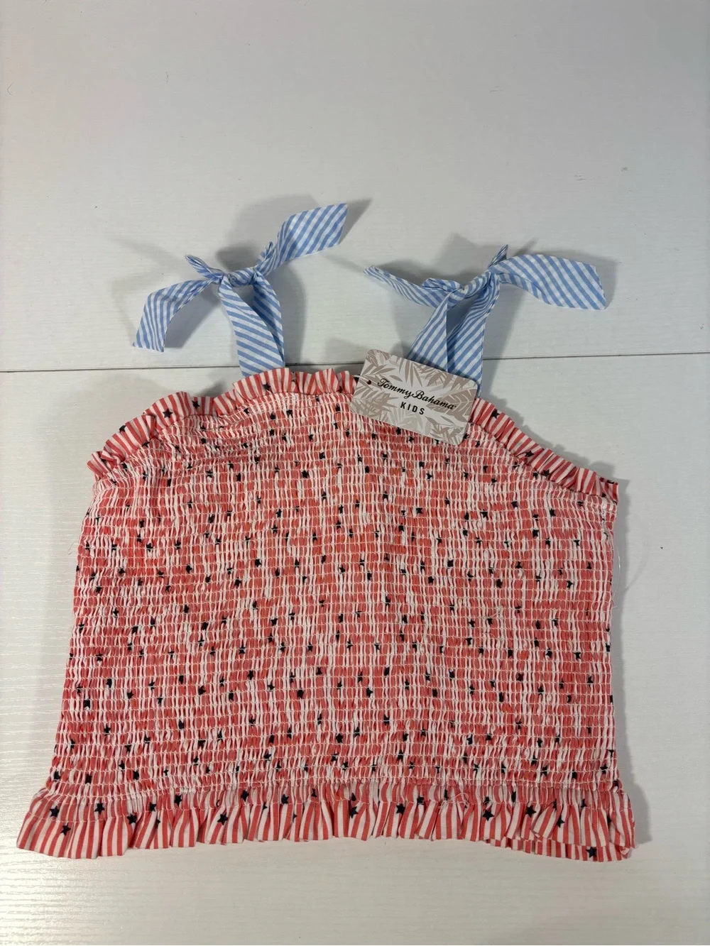 NWT Tommy Bahama Kids Girls 4/5 2 Piece Patriotic Smocked Top Shorts Set